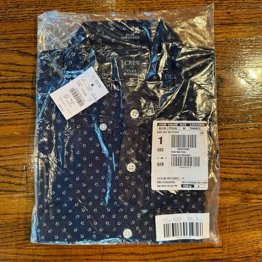 J. Crew Navy Flex Washed Shirt